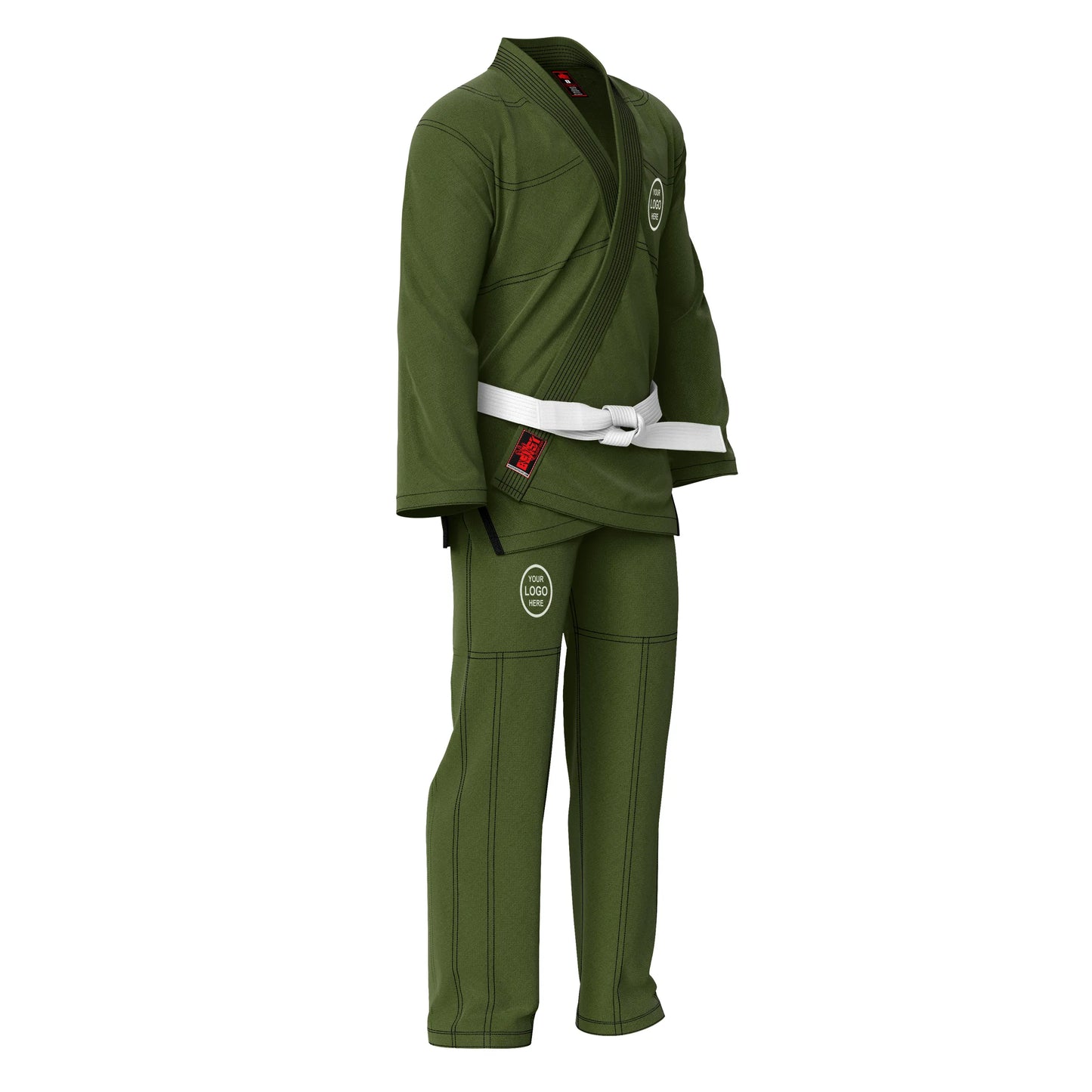 Personalized name and logo Brazilian Jiu Jitsu BJJ gi for kids and adults Olive Green