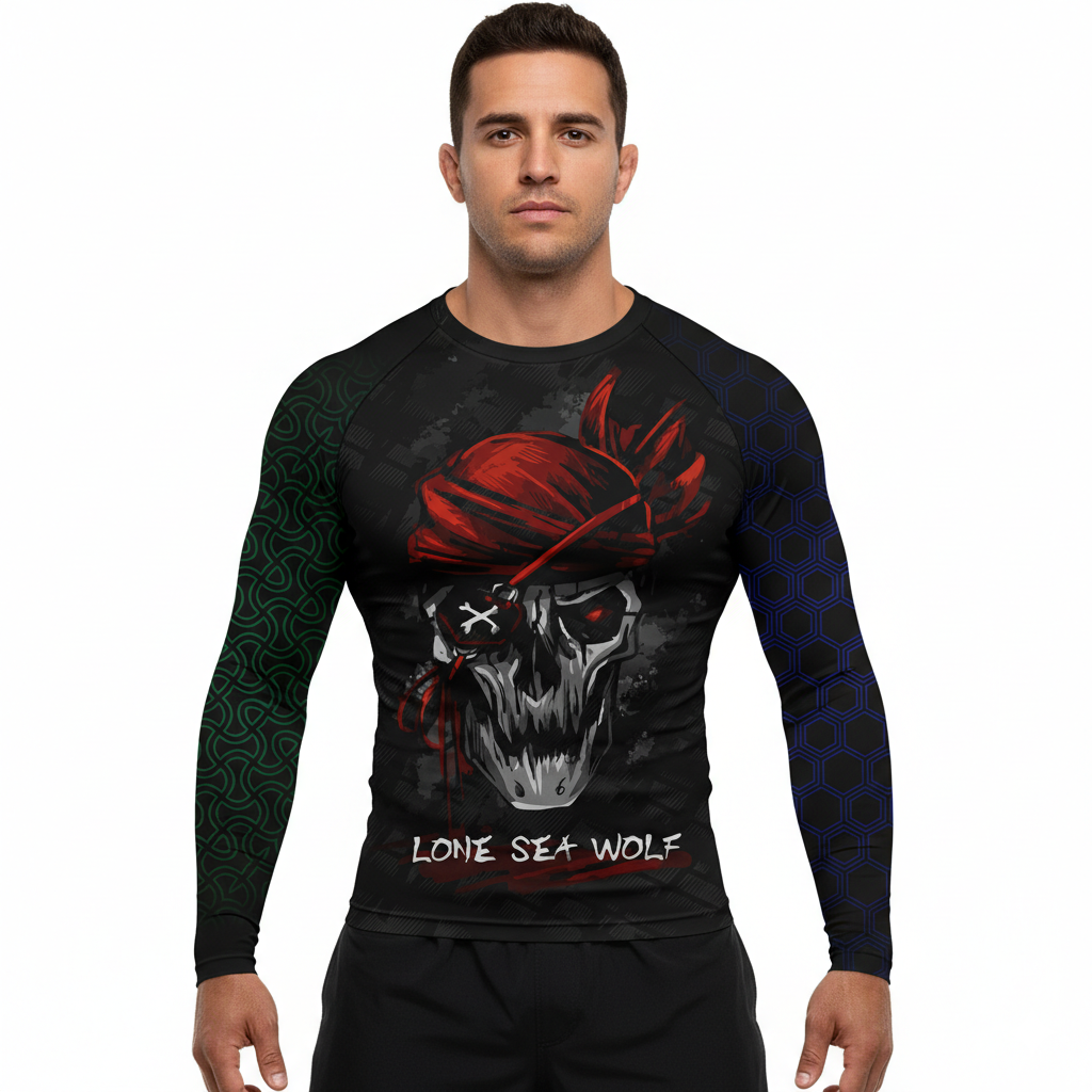 Lone Sea Wolf Premium Sublimated Rashguard Kids Adults Unisex