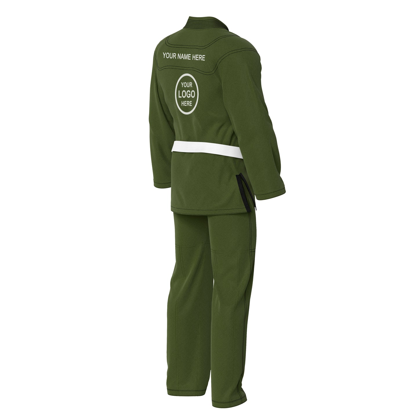 Personalized name and logo Brazilian Jiu Jitsu BJJ gi for kids and adults Olive Green
