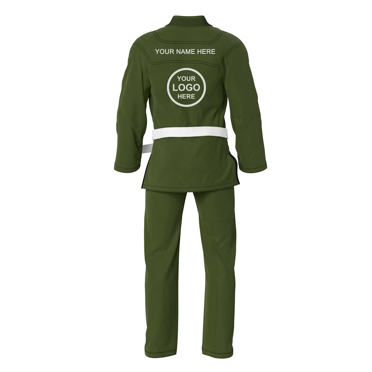 Personalized name and logo Brazilian Jiu Jitsu BJJ gi for kids and adults Olive Green