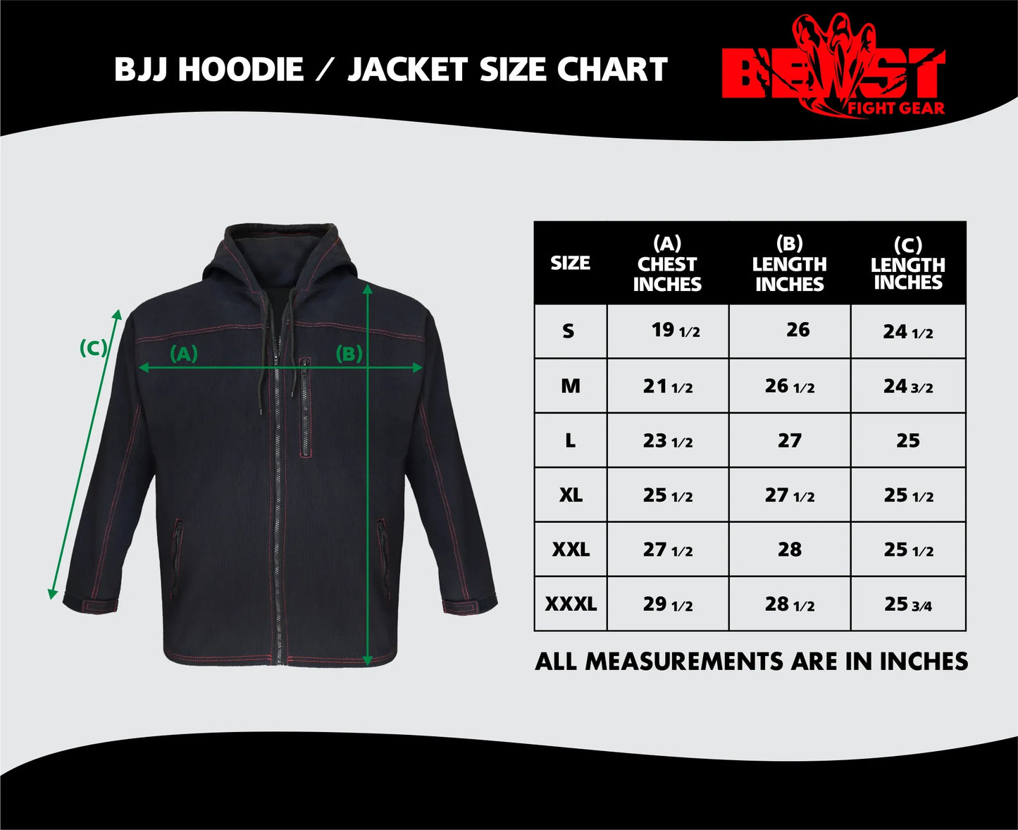 Beast Pro BJJ Hoodie Jacket with Personalized Name & Logos – Unisex for Kids & Adults